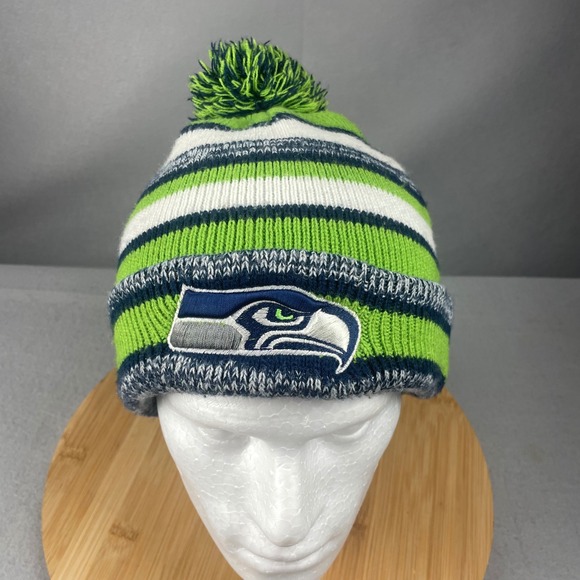 Seattle Seahawks Knit Beanie Pom Pom NFL Football Team Green Blue Gray - Picture 8 of 12